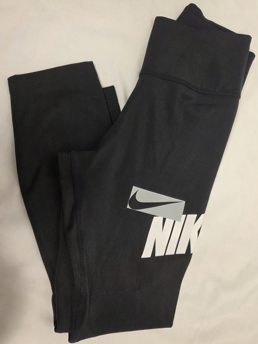 Nike Dri-FIT Graphic Spellout Leggings Black Size XS Cropped
